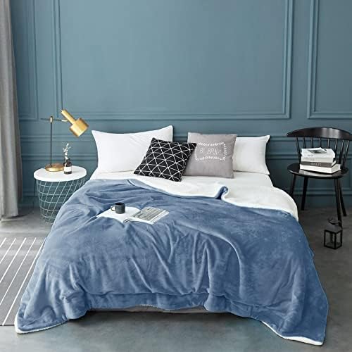 LBRO2M Sherpa Fleece Bed Blanket Twin Size,Super Soft Fuzzy Plush Warm Cozy Fluffy Microfiber Couch Throw Velvet Double Reversible Luxurious Blankets (Light Blue,Twin(65x90 Inches)) - Image 2