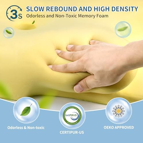 Cervical Neck Pillow for Pain Relief - Ergonomic Side Sleeper Pillow for Sleeping, Cooling Memory Foam Pillows for Neck Support, Orthopedic Pillow Contour Bed Pillow for Back Sleepers (Blue&White) - Image 5