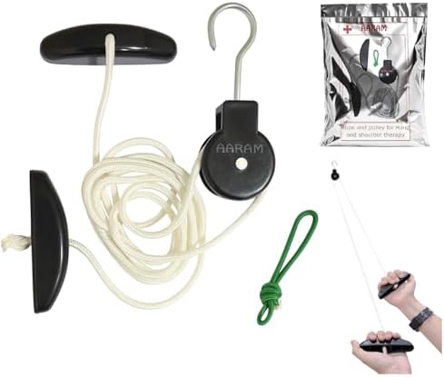 AARAM Pulley with Rope and Door Strap, Easy to Use Exercise Equipment for Frozen Shoulder and Hand/Arm Exercise Material Nylon Plastic, Smooth Action Pulley by AARAM