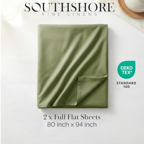 Hotel Style Twin XL Flat Sheets Only 2 Pack Microfiber Top Sheet Sage Green - Image 2