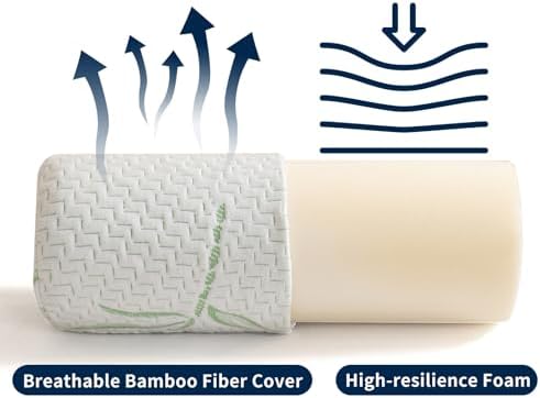 Neck Roll Pillow for Neck Pain Relief - High Resilience Foam Round Bolster Pillow for Cervical Support with Removable Washable Cover for Sleeping, Travel Legs Back Yoga (17X6 inch) - Image 5