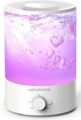 MEGAWISE 3.5L Ultrasonic Cool Mist Humidifier, Top Fill, 40-Hour Runtime by MEGAWISE