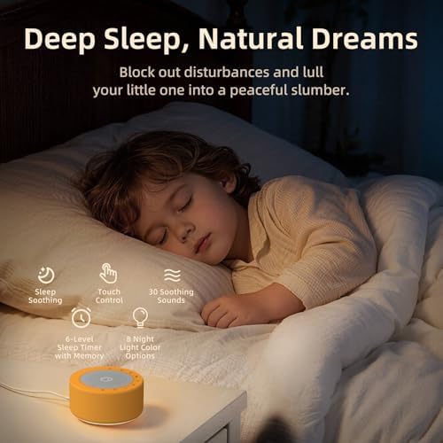 Kipcush White Noise Machine for Baby & Adults, 30 Soothing Sounds, Soft Non-Glare Nursery Lamp, 8 Color Night Lights, Memory Function (Angel V3 Orange, Standard) - Image 2