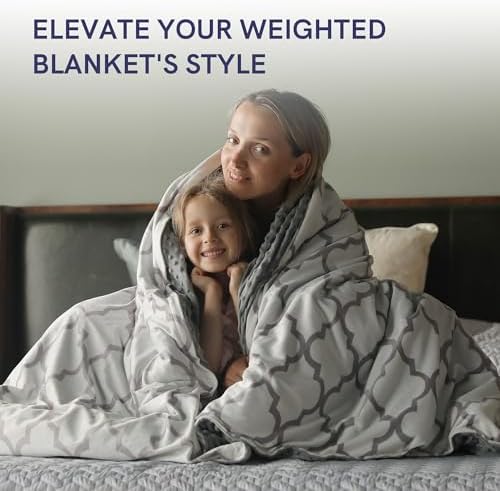 YnM Fuzzy Duvet Cover for Weighted Blankets (Lattice Scroll 80''x87'') - Image 6