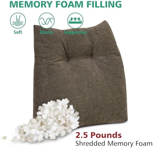Shinnwa Lumbar Support Pillow for Office Chair, Memory Foam Back Support Pillow for Back Pain Relief, Car, Chair and Couch, 15x17.5x4.5in, Brown - Image 2