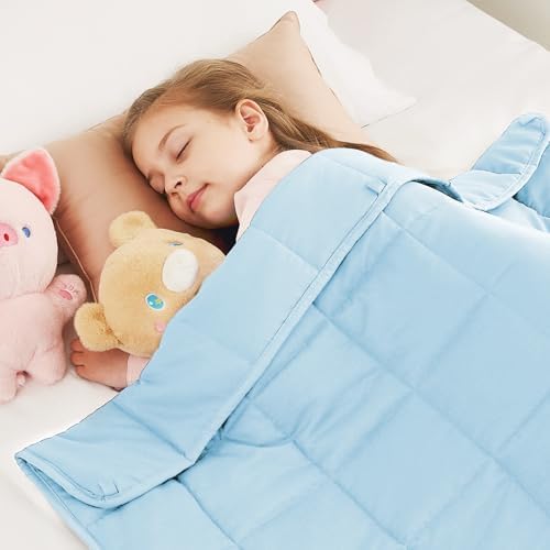 CuteKing Weighted Blanket - Weighted Blanket with Premium Glass Beads - Breathable Heavy Blanket for Comfortable Rest - Thick Blanket All Season (10lbs, 40"x60", Light Blue) by CuteKing