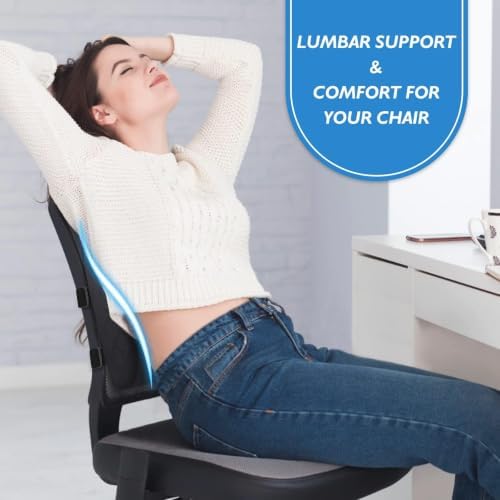 LumbarPal Lumbar Support Pillow for Office Chair Back Support Lumbar Pillow for Car, Gaming, Office Chair - Improve Sitting Posture & Back Pain Relief, Memory Foam, Adjustable Straps, Black - Image 6