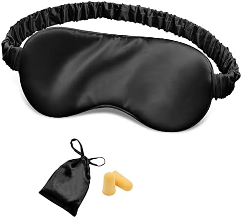 OLESILK Silk Eye Mask for Sleeping with Shading Strip for Women, Black by OLESILK