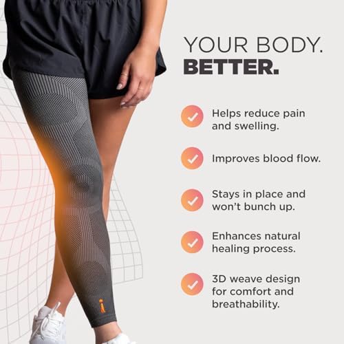 Incrediwear Leg Sleeve – Infrared Full Leg Sleeves for Women and Men Supporting Pain Relief, Swelling, Muscle Recovery, Post-Op, Lymphedema, ACL Recovery (Charcoal, Medium) - Image 3
