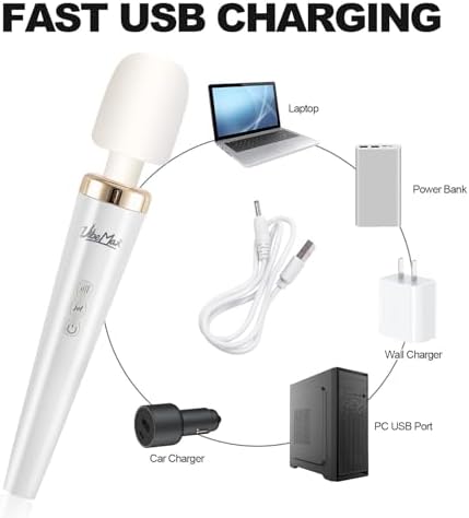 VibeMax Rechargeable Handheld Wand Massager – Powerful Deep Tissue Muscle Therapy Device with Soft Silicone Head, Multi-Speed Vibrations, Quiet, Portable for Back, Neck, Shoulders & Body - Image 6