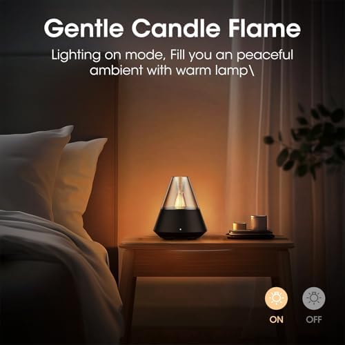 Ultrasonic Essential Oil Diffuser, 150ML Modern Aromatherapy Diffuser with Candle Light, 2 Mist Mode, Remote Control, Auto-Off, Small Cool Mist Humidifier for Home Bedroom Office Yoga, Black - Image 3