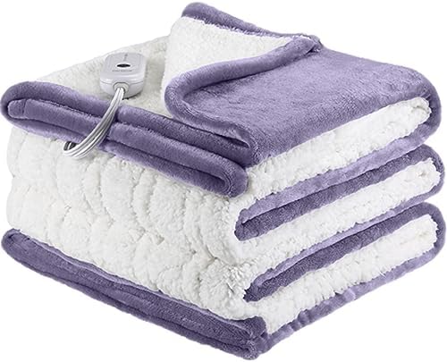 ESTINGO Heated Blanket Electric Blanket Twin Size, Heating Blanket with 5 Heating Levels & 10 Hours Auto Off, Heated Blanket with Overheating Protection for Home, 62"x84", Lavender Purple by ESTINGO-EnjoyToastyWarm