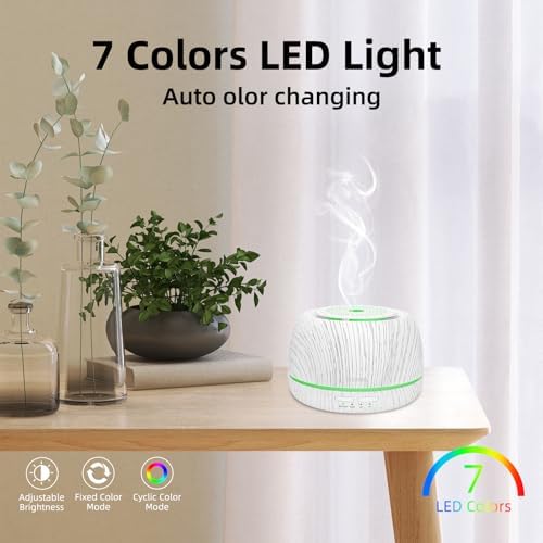 SEEDSEEL 300ML Essential Oil Diffuser, Aromatherapy Diffuser,with Remote Control, 7-Color LED Lights,8 Hours Run Time,Suitable for Home, Bedroom - Image 4