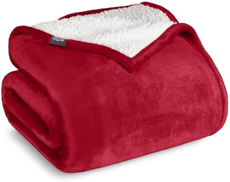 Bare Home Sherpa Fleece Blanket (Full/Queen, Red) by BareHome