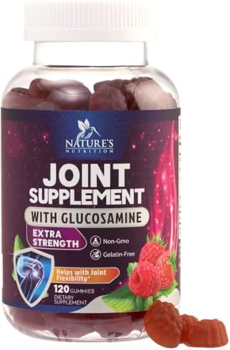 Joint Support Gummies - Glucosamine Plus Vitamin E Nature's Joint Support Supplement for Occasional Discomfort for Back, Knees & Hands - Cartilage & Joint Health & Flexibility Support - 120 Gummies by NaturesNutrition