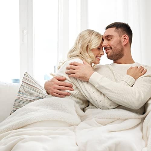 Bedsure GentleSoft Sherpa Fleece Blanket Queen Size for Bed, Non-Heated, Thick and Warm Throw for Women and Men, Soft Fuzzy Plush Queen Blanket for Spring, Cream, 90x90 Inches - Image 6