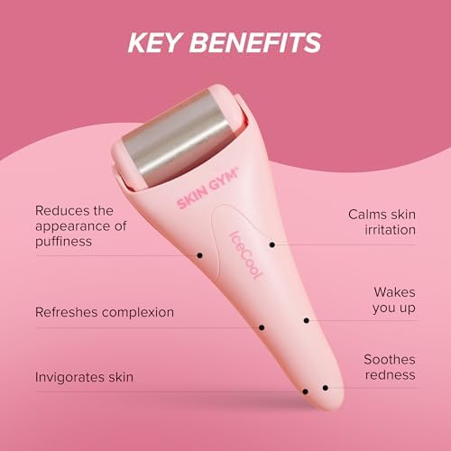 SKIN GYM IceCool Stainless Steel Ice Roller for Face | Cryo Facial Ice Roller for Puffiness & Redness Relief | Cold Face Roller to Tighten Pores & Soothe Skin - Image 3