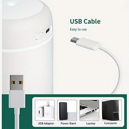 Portable Mini Humidifier, Colorful, Cool Mist, USB Powered. Perfect for Bedroom, Office & Car (300ml, Gray) - Image 4