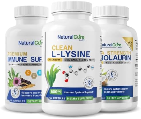 NCL Recovery Set – Immune Support, L-Lysine 600mg & Monolaurin 800mg Bundle by NCLNaturalCureLabs