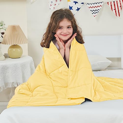 yescool Weighted Blanket (5 lbs, 36" x 48", Yellow) Cooling Heavy Blanket, Perfect for 40-60 lbs, Breathable Throw Blanket Gifts with Premium Glass Bead, Machine Washable by yescool