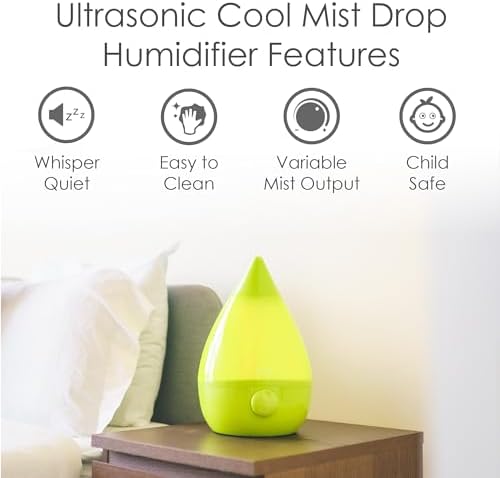Crane Ultrasonic Cool Mist Humidifier for Bedroom, Baby Nursery, Kids Room, Plants, or Office, Large 1 Gallon Tank, Filter Optional, Green - Image 2
