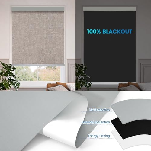 Motorized 100% Blackout Roller Shades – Custom Smart Blinds with Remote Control, Rechargeable Battery or Plug-in Motor, Tuya WiFi Optional, Home & Office Automatic Window Shades (Coffee Brown/CH9566) - Image 4
