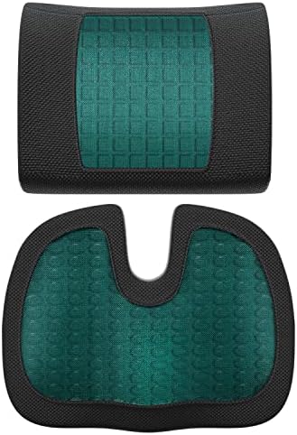 Amazon Basics Comfortable Seat Cushion & Lumbar Support for Office Chairs, Gel Enhanced Memory Foam, Non-Slip, Cooling, Portable, Pack of 2, Rectangular, Black - Image 7