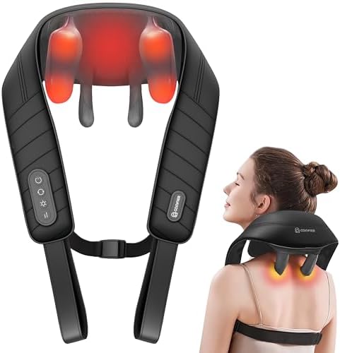 COMFIER Cordless Neck and Shoulder Massager with Heat, Wearable 4D Shiatsu Deep Tissue Kneading for Desk Workers and Drivers, Hands-Free Straps, FSA Eligible HSA Gift,Midnight Black by COMFIER