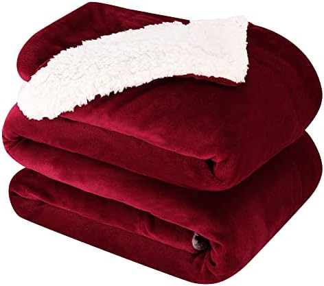 NANPIPER King Size Sherpa Blanket, Soft Fleece Throw for Bed, Reversible Thick Fuzzy Blanket for Winter (Wine Red, 90x108 inches) by NANPIPER
