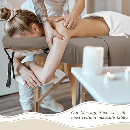 Mixweer 9 Pcs 3 Set Microfiber Massage Table Sheets Set Bulk Includes Flat Sheet, Fitted Sheet with Pocket, Face Rest Cover(Walnut) - Image 5