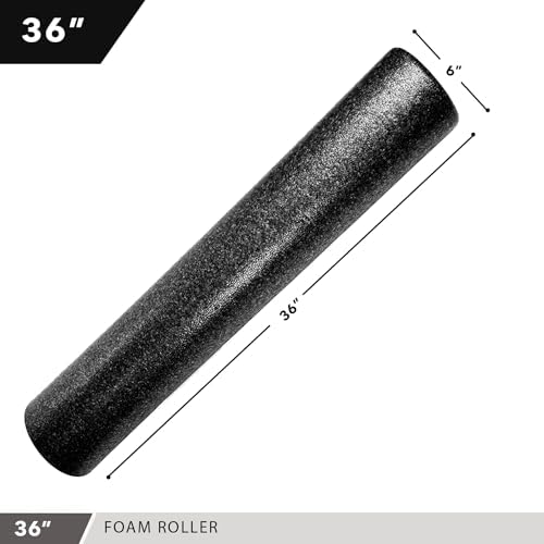 High Density Muscle Foam Rollers by Day 1 Fitness - Sports Massage Rollers for Stretching, Physical Therapy, Deep Tissue, Myofascial Release - Ideal for Exercise and Pain Relief - Solid Black, 36" - Image 3
