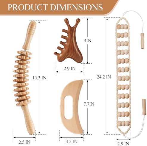 4Pcs Wood Therapy Massage Tools Lymphatic Drainage Massager Wooden Massager Body Sculpting Tools for Maderoterapia,Anti-Cellulite,Pain Relief(4-in-1 Massager) - Image 6