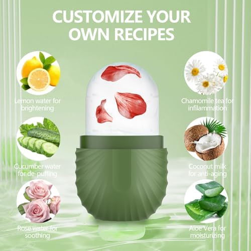 Ice Roller for Face and Eye, Silicone Ice Facial Roller Ice Holder, Face Ice Mold Skin Care, Face Icers Reusable Ice Cube Roller for Shrink Pores Anti Wrinkle Reduce Puffiness, Green - Image 6