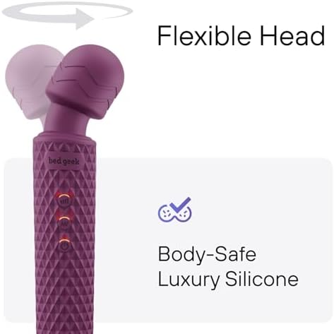 bed geek Handheld Cordless Personal Wand Massager – Waterproof, USB Rechargeable, 20 Vibration Patterns, 8 Speeds, Memory Feature, Skin-Soft Silicone for Ultimate Relaxation Tool - Image 4
