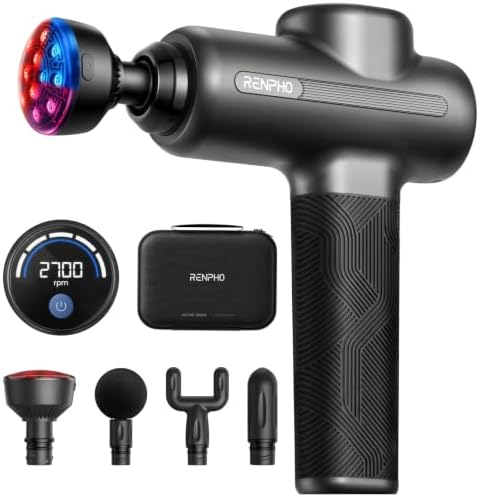 RENPHO Active 2 Red Massage Gun with 850nm Infrared Heating & 3 Light Modes by RENPHO