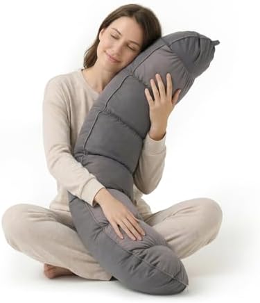 Peallow(Pat. Pend) – Long Round Body Pillow for Adults, Bolster Pillow for Sleeping, Soft and Supportive Pillow for Sleeping & Lumbar Support by Ailuteie