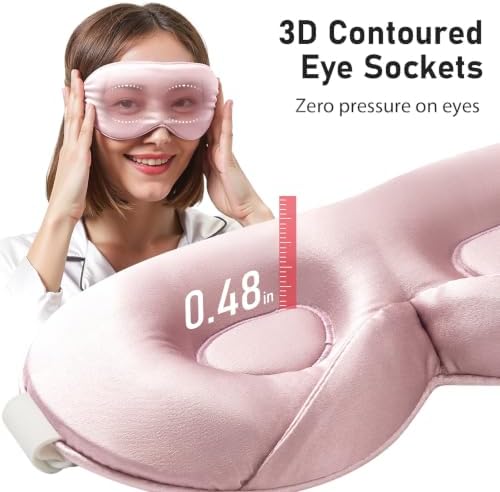 LitBear 100% 22 Momme Mulberry Silk Sleep Mask - 3D Contoured, Light Pink - Image 2