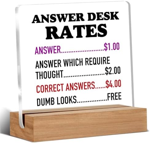 Funny Office Gifts for Coworkers, Boss Gifts, Answer Desk Rates Decor by Unknown