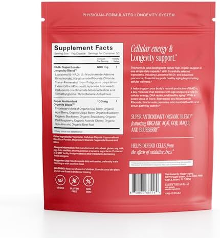 Happy Aging Essential Longevity Formula, NAD+ Super Booster with NR, NMNH & Liposomal β-NAD+, Organic Antioxidant Superfruit Blend for Cellular Energy, Skin Hydration & Daily Vitality, 30 Capsules - Image 2