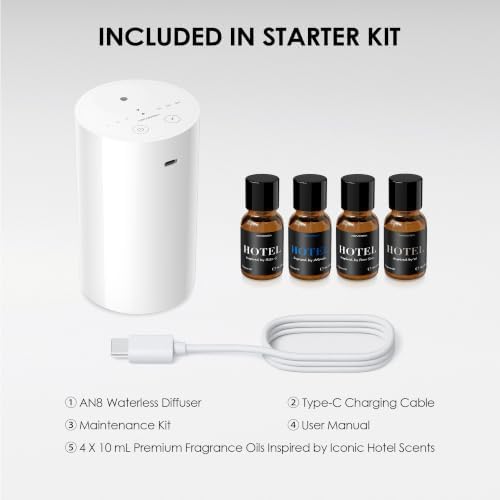 Airversa AN8 Waterless Essential Oil Diffuser Starter Kit, White - Image 4