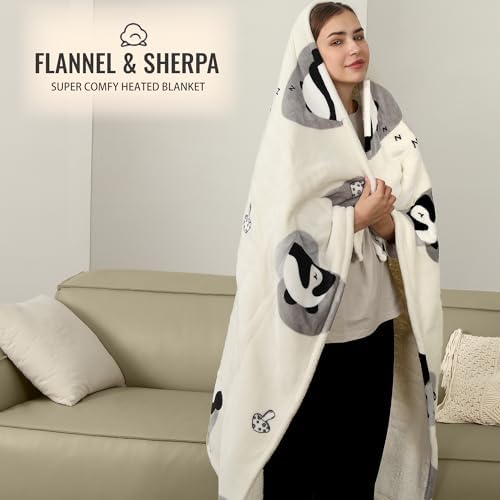 ESTINGO Electric Blanket Throw Size, 50"x60" Heated Throw Blanket for Kids, Heating Blanket with 5 Heating Levels & 4 Hours Auto Off for Couch & Bed, Ideal Gift, Beige - Image 5