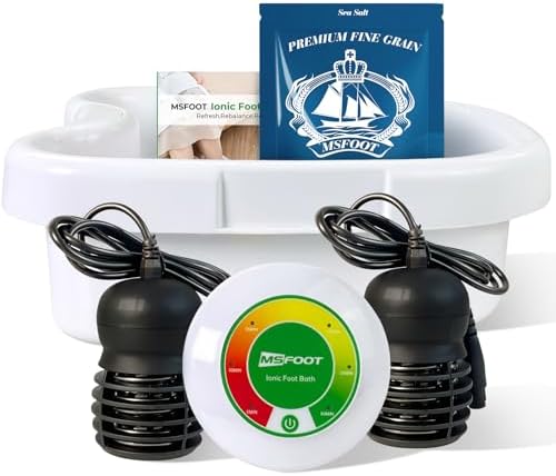 Upgraded Ionic Foot Bath Detox Machine – No Salt Limit, No Alarm Shutoffs | One-Touch 30-Min Auto Spa | 2 Arrays, 15 Liners & Detox Sea Salt | Home Foot Spa for Circulation & Relaxation by MSFOOT