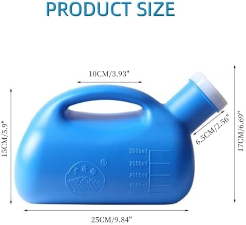 3000ML Large Male Urinal,YUMSUM Portable Mens Potty (Blue with Hose) - Image 2