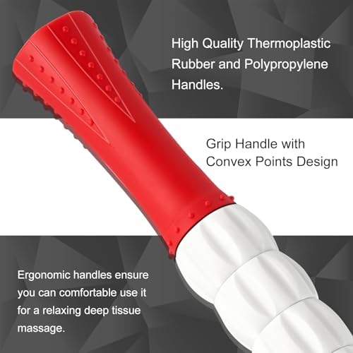 Muscle Roller Massage Roller Stick- Deep Tissue Fascia Blaster for Myofascial Pain Relief, Lymphatic Drainage & Body Sculpting, Handheld Physical Therapy & Recovery Tool ​(Red White inch) - Image 2