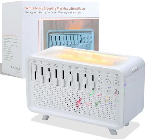 White Noise Night Light Humidifier, 3-in-1 White Noise Sound Machine Humidifier with 8 Ambient Sounds, Diffuser Sound Box Powered by USB, Sleep Sound Machine for Home Office, Timer by Unknown