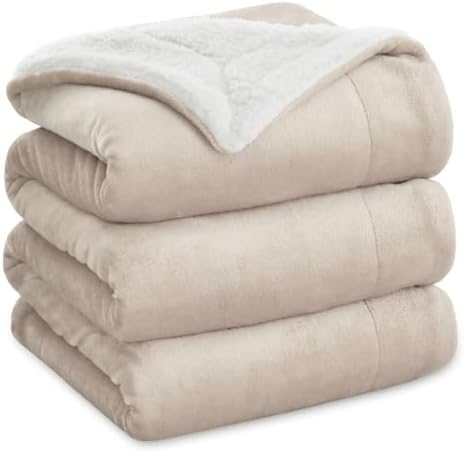 Bedsure GentleSoft Sherpa Fleece Blankets King Size for Bed, Non-Heated, Thick and Warm Throw for Women and Men, Soft Fuzzy Plush King Blanket for Winter, Beige, 108x90 Inches by Unknown
