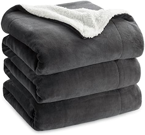 Bedsure GentleSoft Sherpa Fleece Blanket Queen Size for Bed, Non-Heated, Thick and Warm Throw for Women and Men, Soft Fuzzy Plush Queen Blanket for Winter, Charcoal, 90x90 Inches by Unknown