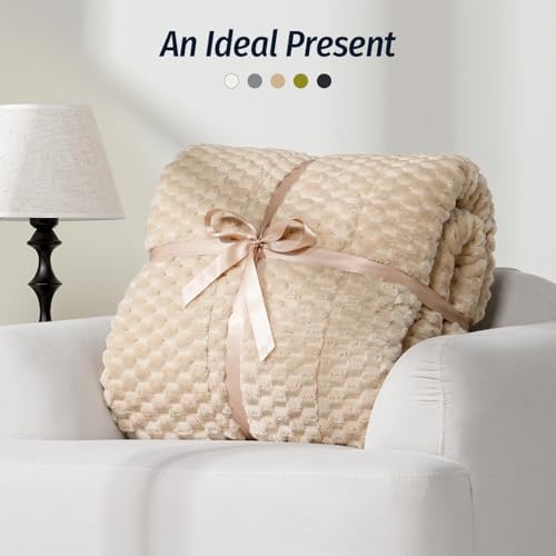 Fleece Weighted Blanket for Adults 48" x 72" 15lbs Fuzzy Blankets, Khaki - Image 5