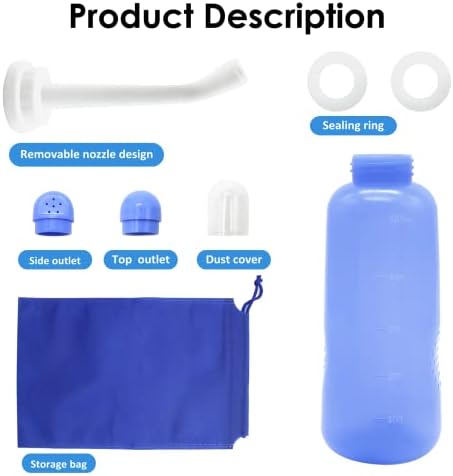 Peri Bottle Postpartum, RUFCRIL 500ml Bidet Bottle, Upside Down Peri Bottle, Boilable TPE, Travel Bag, for Perineal Care, Hemorrhoid Care, Feminine Cleansing & Baby (Blue) - Image 3