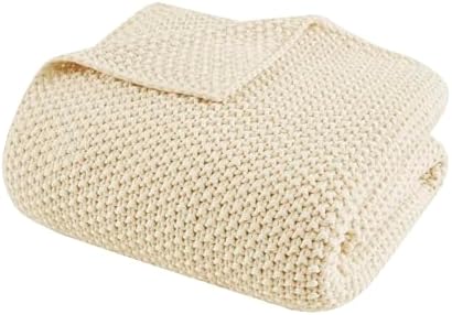 INK+IVY Bree Knit All Season Blanket Lightweight for Summer, Twin, Ivory by INKIVY